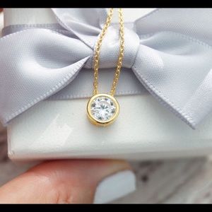Gold 8 mm Crystal Pendant Necklace 💎
